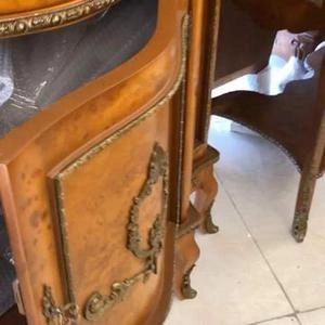 آینه و کنسول تمام چوب شش پایه  روکش چوب فرانسوی