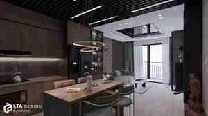 طراحی داخلی نشیمن و آشپزخانه مدرن و مینیمال برای اسکچاپ