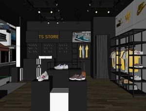 طراحی داخلی فروشگاه لوازم ورزشی برای اسکچاپ