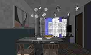 طراحی مدرن و مینیمال در فضای نشیمن و غذاخوری برای اسکچاپ