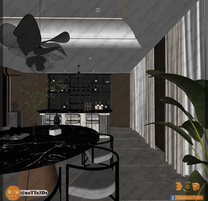 طراحی داخلی فضای نشیمن لوکس و مدرن برای اسکچاپ