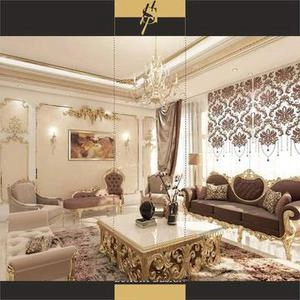 دکوراسیون داخلی سبک کلاسیک رنگ کرم طلایی وقرمز