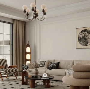 طراحی داخلی نشیمن نئوکلاسیک برای اسکچاپ
