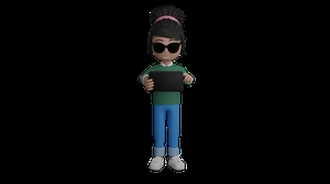 دختر 3d گرافیکی در حال کار با ای پد