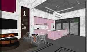 طراحی داخلی فضای نشیمن به سبک نئوکلاسیک برای اسکچاپ