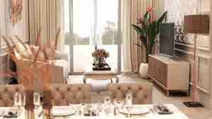 طراحی داخلی فضای نشیمن و آشپزخانه کلاسیک برای اسکچاپ