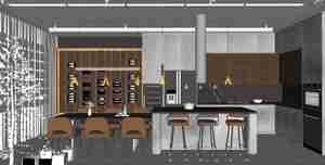 طراحی داخلی آشپزخانه و ناهارخوری مدرن برای اسکچاپ