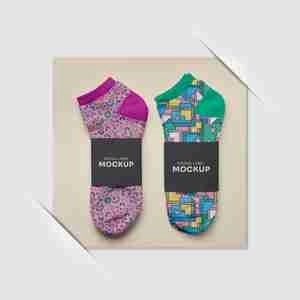 موکاپ روی جورابcolor-socks-design-mockup