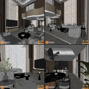 طراحی داخلی فضای نشیمن لوکس و مدرن برای اسکچاپ