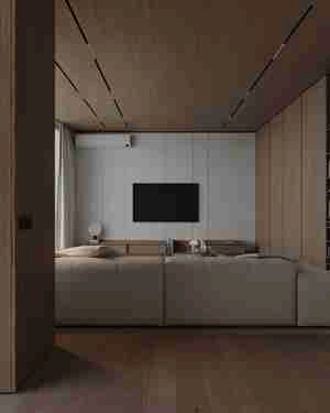 صحنه داخلی مدرن با استفاده از متریال چوب