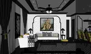 طراحی داخلی فضای نشیمن با تلفیقی از هنرهای شرقی و مدرن برای اسکچاپ