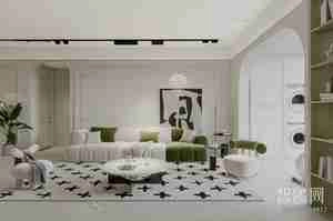 طراحی نشیمن با تم سبز و سفید