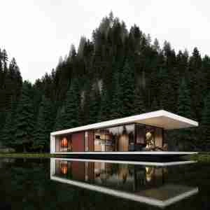 صحنه آماده داخلی از ویلا برای طراحی