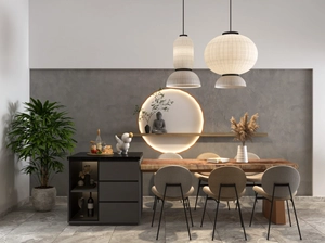 طراحی داخلی نشیمن و آشپزخانه و تراس کوچک برای اسکچاپ