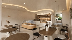 طراحی داخلی فضای شیرینی پزی و کافی شاپ برای اسکچاپ