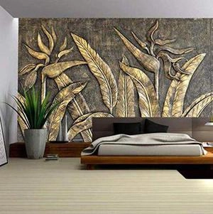 کاغذ دیواری با طرح برگ برجسته