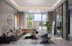 طراحی مدرن و آرامش طبیعت در یک نشیمن لوکس برای اسکچاپ