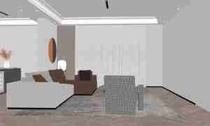 طراحی داخلی نشیمن و آشپزخانه مدرن برای اسکچاپ