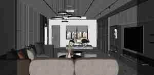 طراحی داخلی نشیمن و اتاق خواب مدرن و شیک برای اسکچاپ