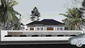 طراحی ویلا مدرن با سقف شیبدار برای اسکچاپ