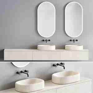 طراحی آینه و کابینت روشوی با سنگ روشی