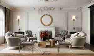 طراحی داخلی فضای نشیمن به سبک نئوکلاسیک برای اسکچاپ