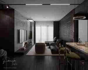 طراحی داخلی نشیمن و آشپزخانه لوکس برای اسکچاپ