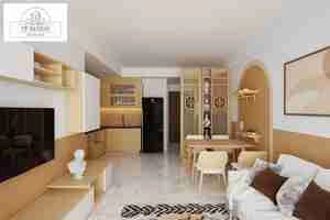 طراحی داخلی نشیمن و آشپزخانه مدرن و مینیمال برای اسکچاپ