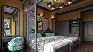 طراحی داخلی اتاق خواب هتلی برای اسکچاپ