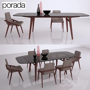 آبجکت میز و صندلی چوبی Porada
