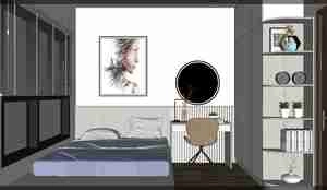 طراحی داخلی فضای نشیمن و آشپزخانه برای اسکچاپ