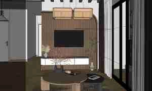 طراحی داخلی نشیمن  مدرن و مینیمال برای اسکچاپ