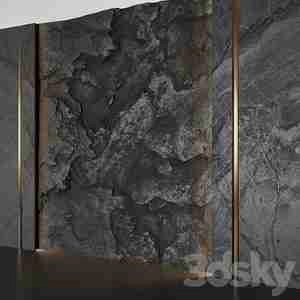 پانل دیواری با سنگ سیاه Wall panel with a black rock