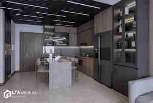 طراحی داخلی نشیمن و آشپزخانه مدرن و مینیمال برای اسکچاپ