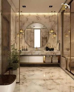 طراحی سرویس بهداشتی حمام شیشه ای طلایی