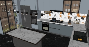طراحی داخلی آشپزخانه مدرن برای اسکچاپ