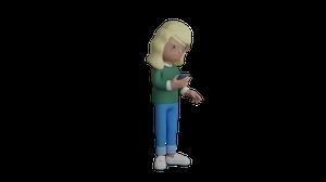 دختر 3d در حال کار با موبایل