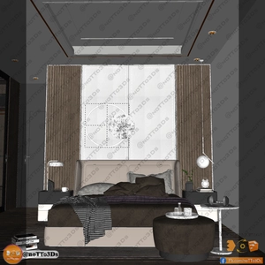 طراحی داخلی اتاق خواب لوکس و مدرن برای اسکچاپ