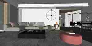 طراحی داخلی نشیمن و ناهارخوری مدرن برای اسکچاپ