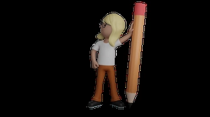 ابجکت دختر 3d با مداد