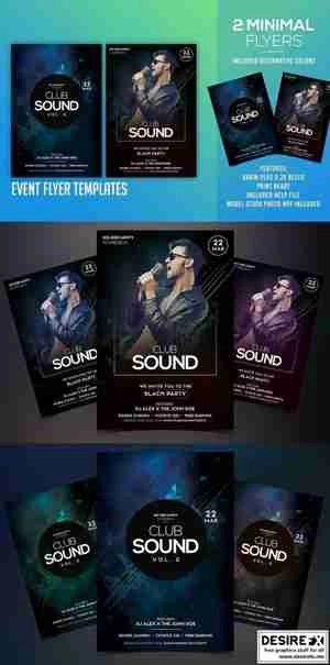 پوستر برای موزیک Club Sound – 2 PSD Flyer Templates