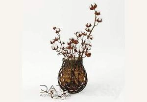 گلدون با شاخه های پنبه
