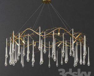 لوستر مدرن Brass and Glass Teardrop Chandelie