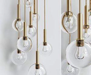 لوستر مدرن Brass and Smoked Glass Ceiling Lights