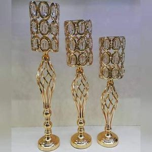 شمعدان رومیزی طلایی کریستال