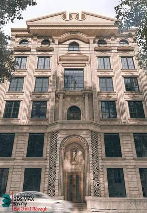 مدلینگ و رندر نما سنگی کلاسیک رومی