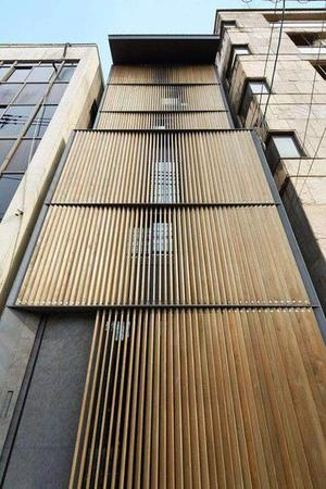 نمای ترموود با الوار های زاویه دار
