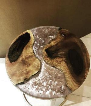 عسلی با رزین چوب و پایه فلزی
