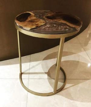 عسلی با رزین چوب و پایه فلزی