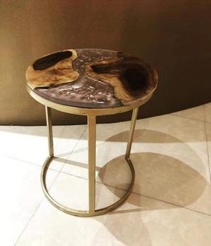 عسلی با رزین چوب و پایه فلزی